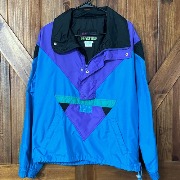 Vintage Prostyled Track Jacket Windbreaker retro pull over 1/2 zip snap 90s S - Picture 1 of 10